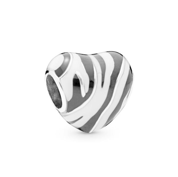 

new authentic 925 sterling silver bead black and white enamel wild stripes charm fit original european women bangle bracelet diy j1808891