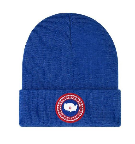 

canada knitted hat luxury beanie cap winter embroidered logo goose wool blended hats, Blue;gray