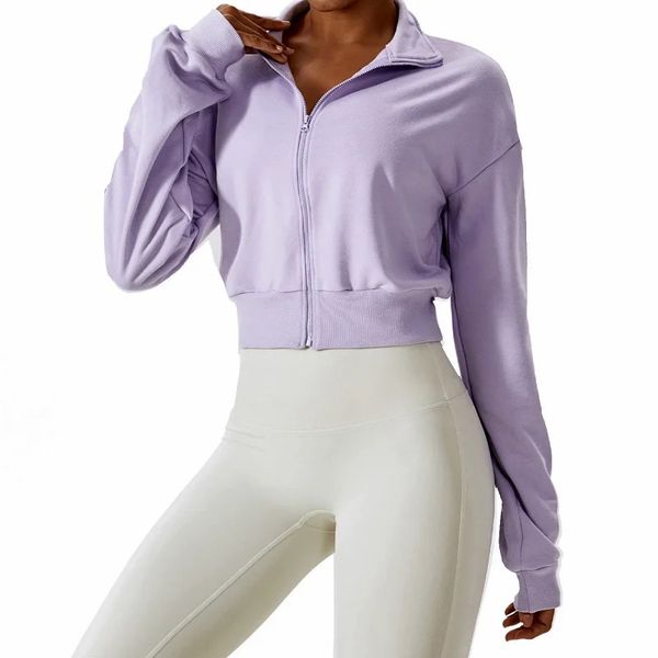 

outdoor sports fitness loose casual zipper women's sports hoodie