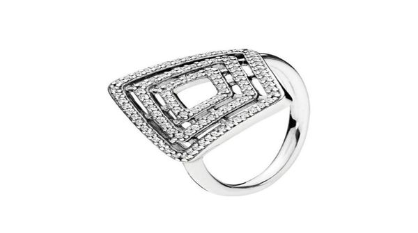 

925 sterling silver clear cz ring for geometric lines ring women girls luxury designer rings with original box3276070, Slivery;golden