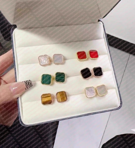 

clover stud earrings pearl agate designer earring studs for woman silver gold stud luxury jewelry for women wedding party jewelry, Golden;silver