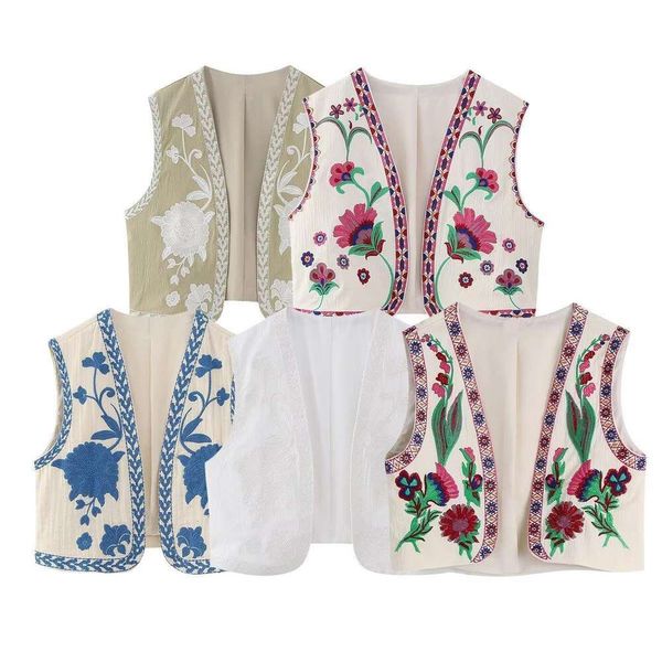 

spring clothes womens casual vest embroidered for wholesale, Black;white