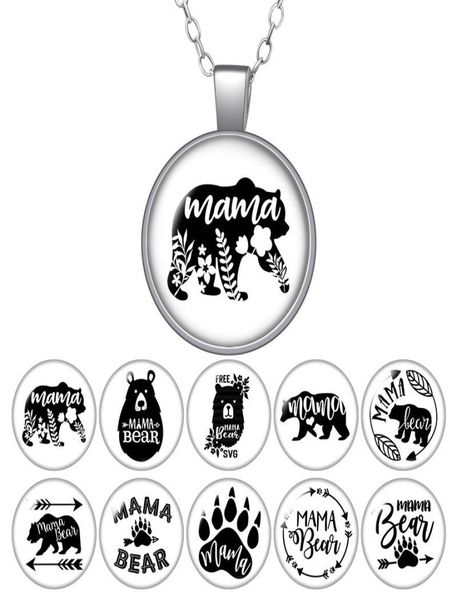 

mama bear love mom round pendant necklace 25mm glass cabochon silver color jewelry women party birthday gift 50cm1278824