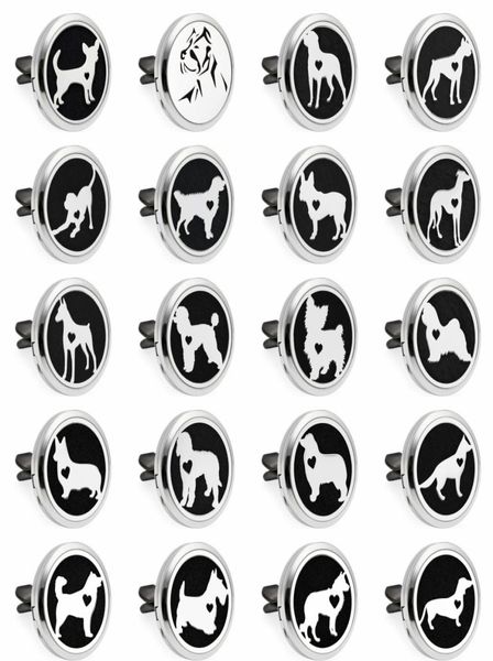 

dog with heart car air freshener 30mm aromatherapy essential oil diffuser locket vent clip with 10pcs refill pads color randomly2469089, Silver
