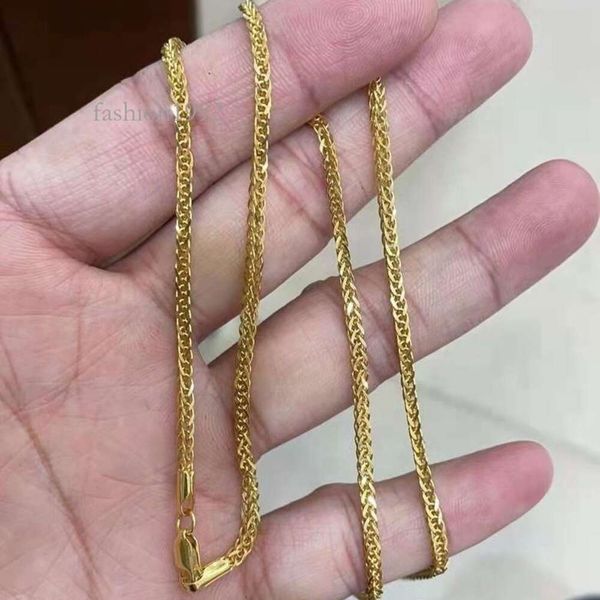 

Firstmadam 2Mm Wide Pure Yellow Gold Foxtail Chains Necklace Men Women