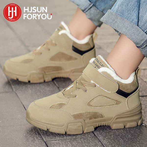 

boots winter brand children shoes girl boy boots water proof leather kids snow boots plush warm fashion sneakers casual outdoor shoes 230907, Black;grey