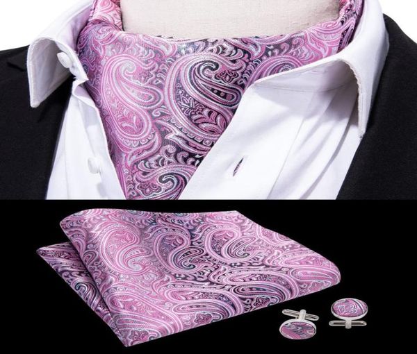 

hitie fashion brand men handkerchief cuffflinks cravat set silk pink paisley pattern gentlemen wedding ascot bowtie as00021387680, Black;blue