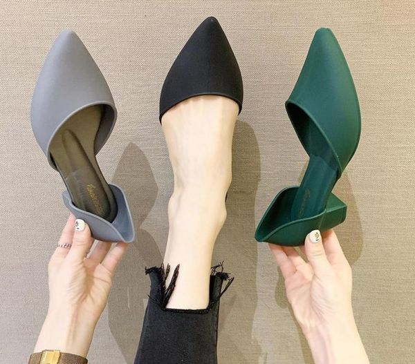 

simple design summer jelly shoes women pointed toe sandals thick heel 2021 female casual pumps9709642, Black