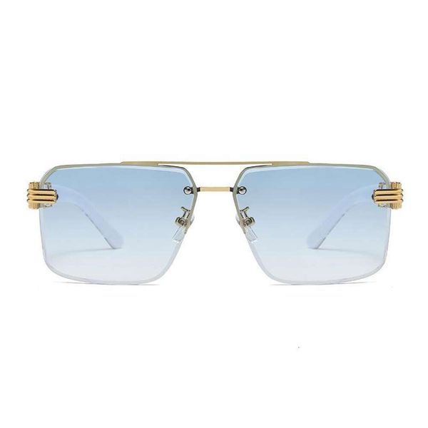 

large frame square cut edge frameless sunglasses for women fashion imitation wood grain temple simple, White;black