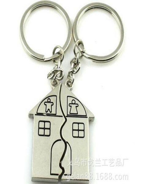 

200pairslot fedex fast couple gift romantic house keychain personalized keyring valentine039s day love key fob1884828, Silver