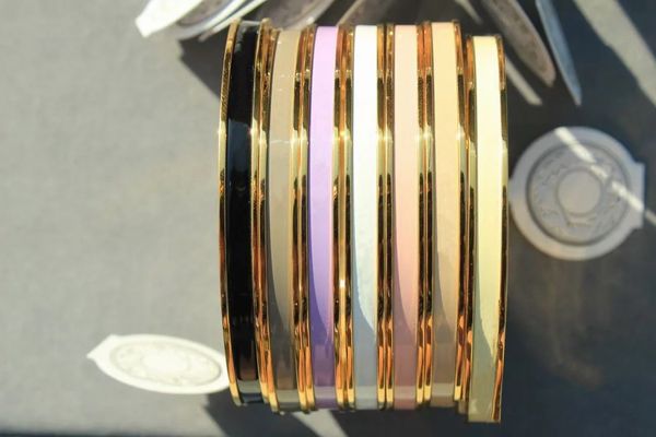 

designer bracelet classic bangle letter bracelets men's and women's lover's bangle gold rose gold silver enamel bangle 12mm w, Black