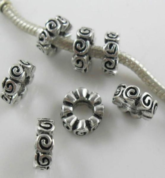 

100pcs tibetan silver big hole spacers beads for jewelry making bracelet 10x4mm2273271, Black