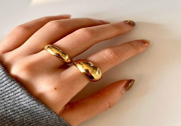 

2019 selling high polish stainless steel minimalist stackable 18k gold ring plated dome ring for women6448524, Silver