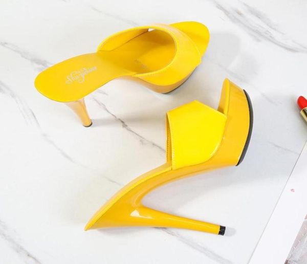 

slippers 2021candy color woman wedding shoes sandals nightclub high heels 13cm slides waterproof sandal summer pumps56831542, Black