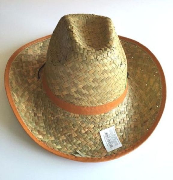 

2017 summer western handmade cowboy straw sun hat men beach wide color brim cowgirl cap 10pcs/lot3530680, Blue;gray