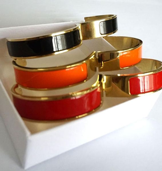 

12mm wide woman cuff bracelet stainless steel h bangle designer luxury jewelry 2020 fashion new accessories rose gold whole5553071, Black