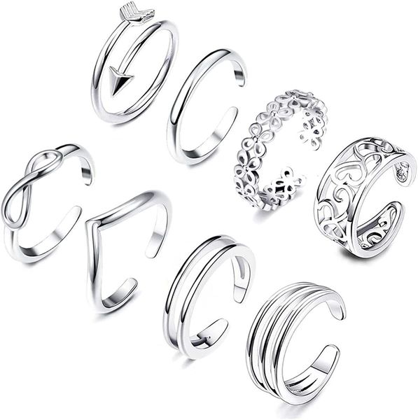 

toe rings set for women hypoallergenic adjustable flower knot simple fingers joint tail ring band sandals foot jewelry 230906, Silver