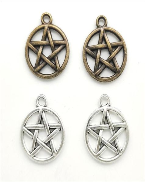 

100pcs pentagram alloy charms pendant retro jewelry making diy keychain ancient silver bronze pendant for bracelet earrings 20x16493178, Bronze;silver