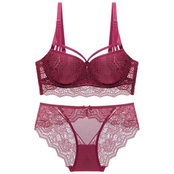 

underwear lace push-up bra women's lingerie girly bra set, Red;black