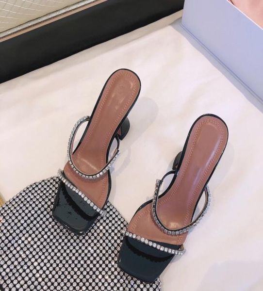 

2021 ultra hydraulic diamond square head roman wine glass heel sandals web celebrity versatile stiletto heels for women instagram 4571606, Black