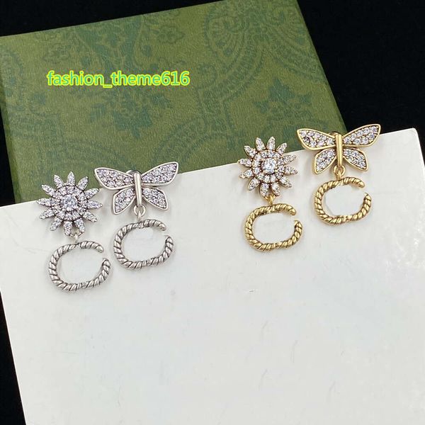 

letter diamond earrings designer charm earrings for woman brass fashion jewelry supply, Golden