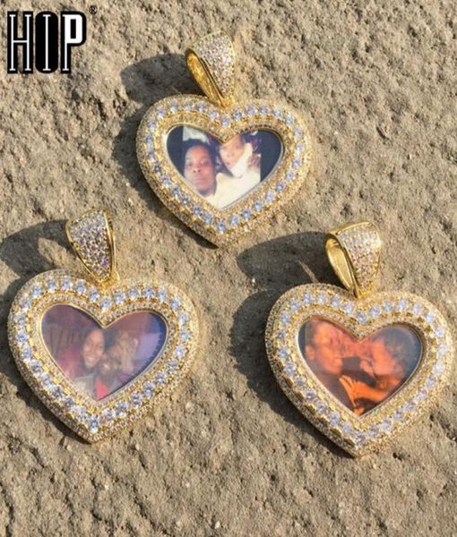 

hip hop love shape iced out bling custom made po cubic zircon necklace pendant for men jewelry with tennis chain cx2007252417204, Silver