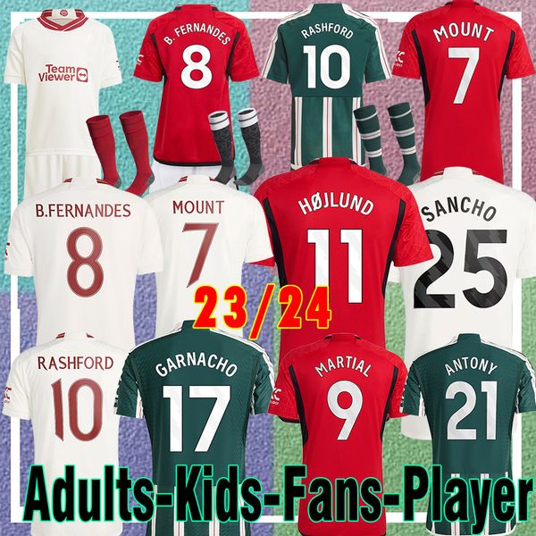 

23 24 antony casemiro martinez eriksen soccer jerseys rashford 2023 2024 sancho b. fernandes fred football shirt kit set uniforms, Black;yellow