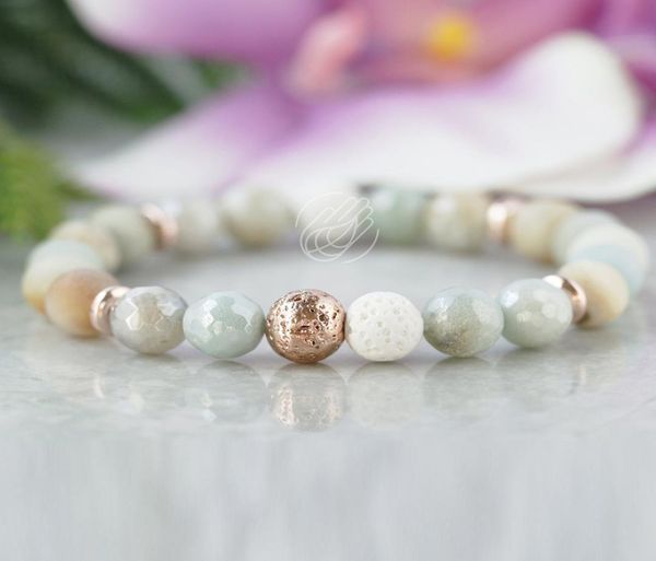 

mg1099 amazonite rose color lava stone bracelet essential oil diffuser bracelet anxiety relief aromatherapy jewelry9149679, Black