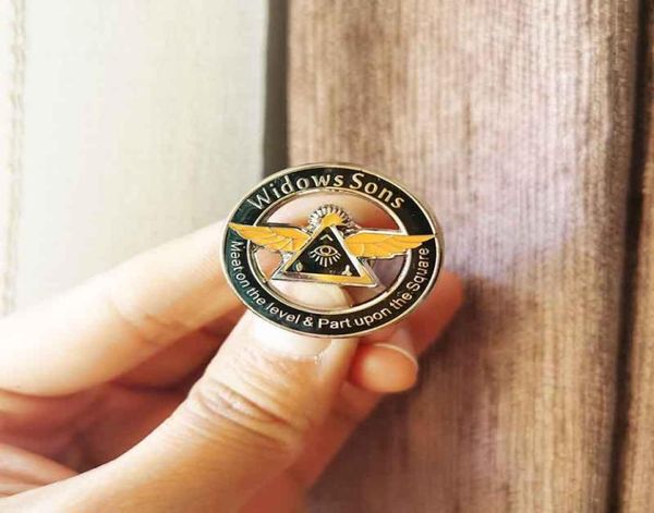 

50pcs motorcycle club square brooch widows sons lapel pins masonic meet on the level part upon mason metal badge masons24869653901939, Gray