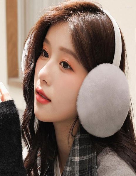 

berets winter warm earmuffs cute plush fur headphones fashion ear warmer solid color girls headband muff cover 20237568713, Blue;gray