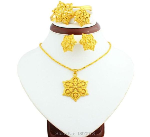 

earrings necklace 2021 big size gold flowers ethiopian jewelry sets 22k color africannigeriasudankenya habesha wedding set7361253, Silver
