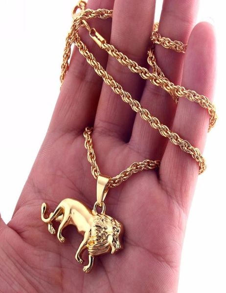 

lion pendant 28039039 gold chain animal charm necklace men039s hip hop men jewelry2400585, Silver