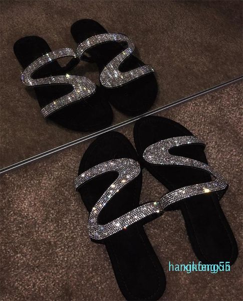 

summer flats mules lady sandals slippers slip on open toe women slippers outdoor slipper shoes woman slides snake flip flops9618120, Black