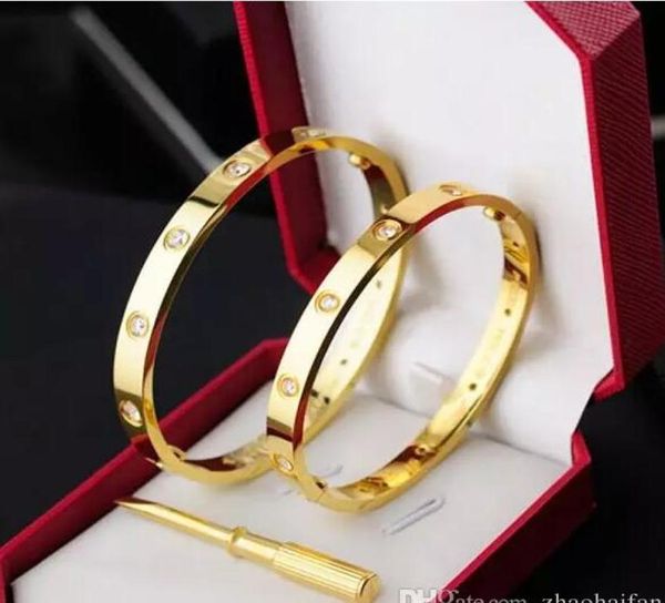 

2018 new fashion silver rose 18k gold 316l stainless steel screw bangle bracelet with screwdriver and original box screws never lo5131951, Golden;silver