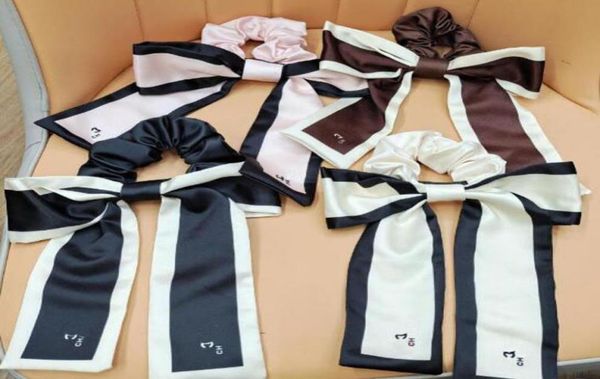 

10style mixed send designer letters print flowers bowknot large intestine hair ties rope women scrunchies hairbands elastic rubber3241262, Pink