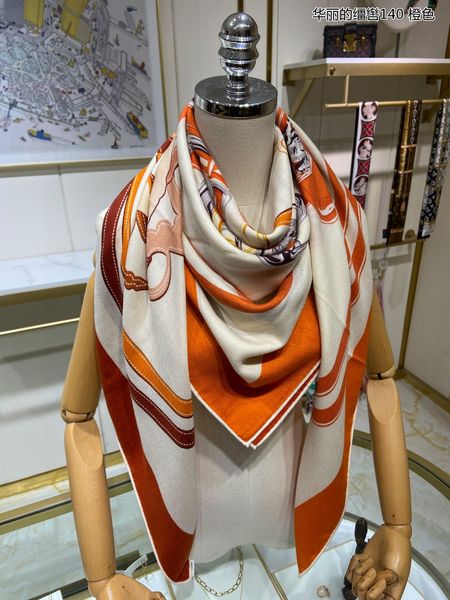 

european designer scarf european luxury designer scarf 2023 new class cashmere 140 double sided same color cashmere square scarf, Blue;gray