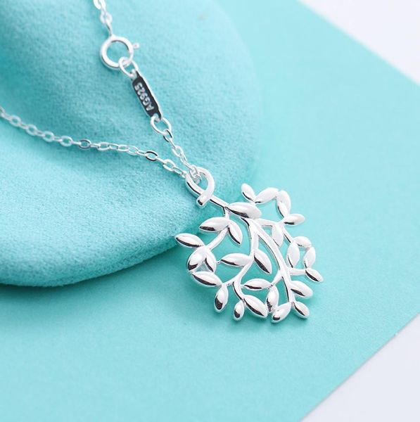 

american sterling silver branch pendant necklace women peretti charm chain fashion wedding party hollow leaf necklaces2742361