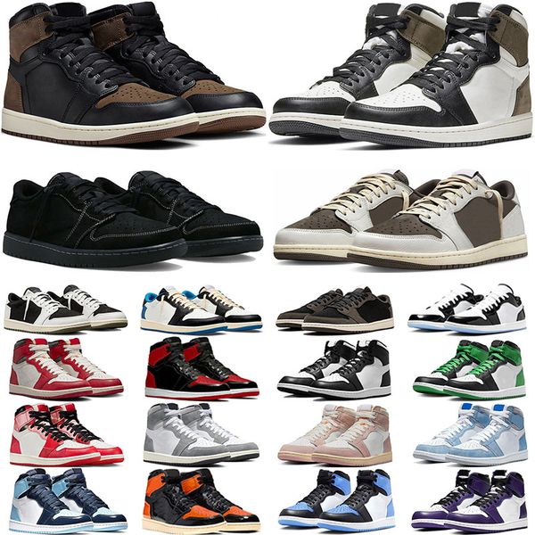 

jumpman 1 1s basketball shoes for men women low black phantom reverse mocha olive palomino unc toe lost found mens trainers sneakers, White;red
