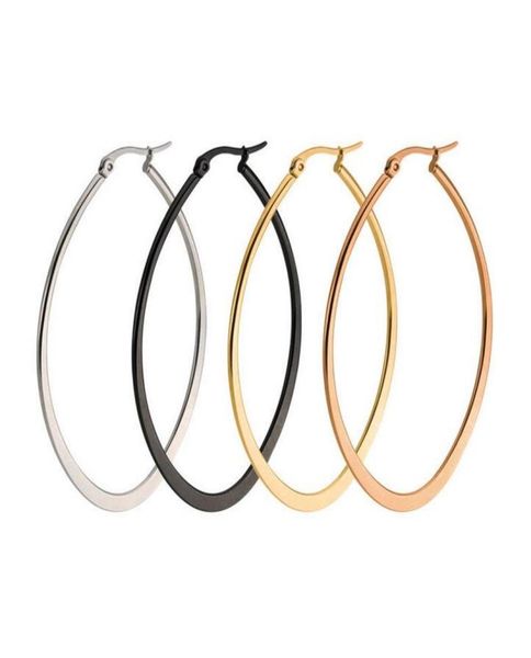 

new vintage jewelry brand earrings titanium stainless steel gold silver black hoop earrings big size women earrings accessories 101164214, Golden;silver