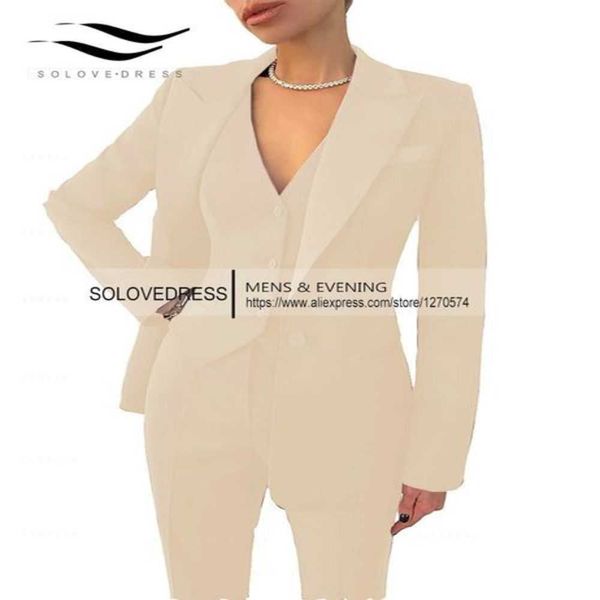 

womens two piece pants formal business women suit set office work 3 pieces notch lapel single breasted vest lady suits wedding tuxedos party, White