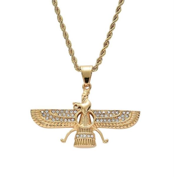 

hip hop zoroastrianism diamonds pendant necklaces for men women luxury zoroastrian parsee pendants stainless steel gold silver nec2124069