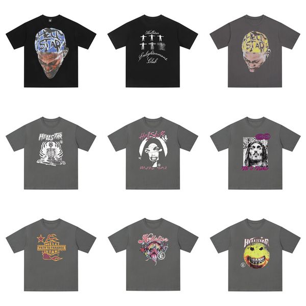

hellstar shirt designer short shirts men plus tees hellstar t shirt rapper wash grey heavy craft short sleeve tshirts high street retro wom, White;black