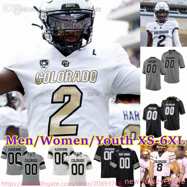 

custom s-6xl ncaa colorado buffaloes football jersey 12 travis hunter 2 shedeur sanders 21 shilo sanders 7 cormani mcclain 43 trevor woods 7, Black