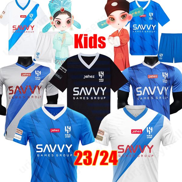 

neymar jr 23 24 al hilal saudi soccer jerseys 2023 home away player version koulibaly malcom neves sergej vietto lghalo kanno men kit footba, Black;yellow
