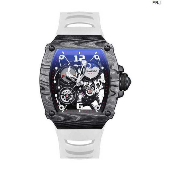 

designer richads mile watches heng baoluo fully automatic mechanical mens wristwatch carbon fiber waterproof night glow hollow out barrel wa, Slivery;golden