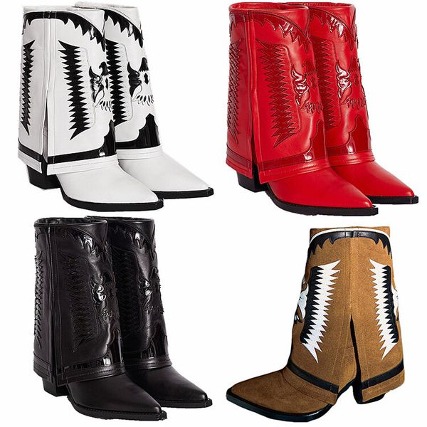 

women's autumn and winter new fashion wild leather flower ankle boots white stitching thick heel pointed boots for girls party shoes, Black