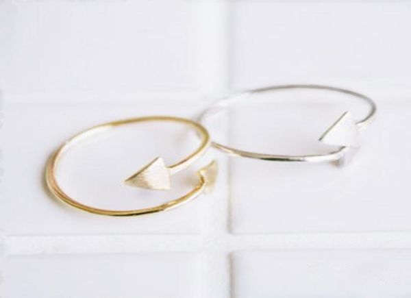 

simple double arrow charm ring modern unadjustable women or men jewelry metalwork 18k gold silver plated2944456, Golden;silver