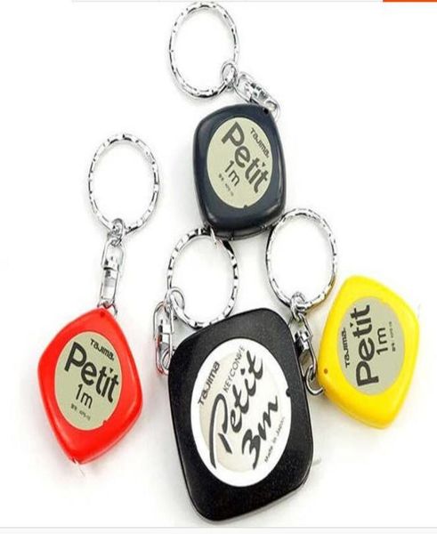 

business promotion gifts quality japan brand mini tape 3 meter1 meter steel flexible rule keychains small ruler portable tape key14313544, Silver