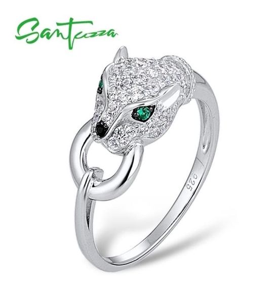 

santuzza silver ring for women pure 925 sterling leopard panther cubic zirconia s party trendy fine jewelry 2202112404883, Slivery;golden
