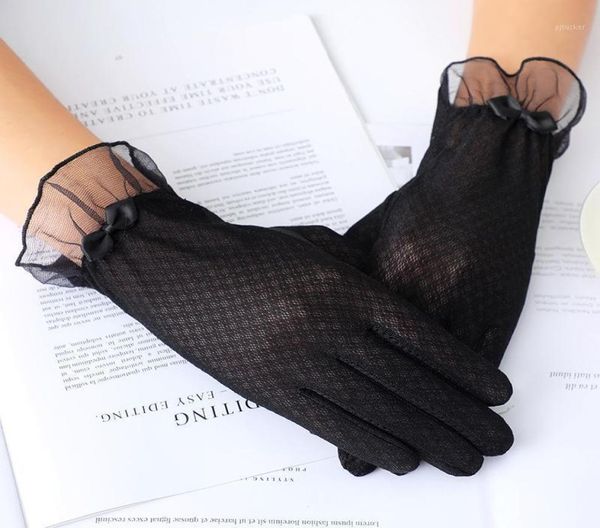

summer women lace gloves elegant female thin driving touch screen ladies antiuv antislip breathable glove12885135, Blue;gray
